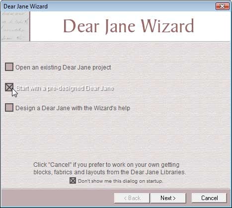 Choose Start with a pre-designed Dear Jane