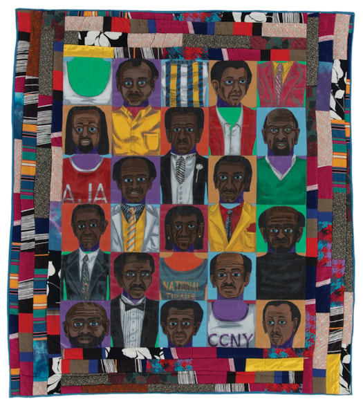 The Men: Mask Face Quilt #2 by Faith Ringgold